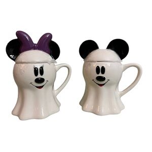 Disney Mickey & Minnie Mouse Ghost Mugs set of 2 Halloween